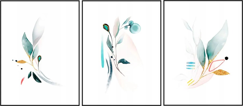 Triptichon poszter nappaliba konyha levelek 3db 30x40