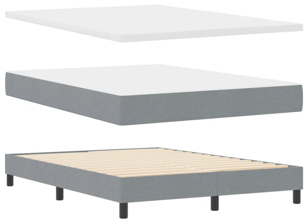 vidaXL Boxspring Ágy Matraccal Világosszürke 140x200 cm Szövet
