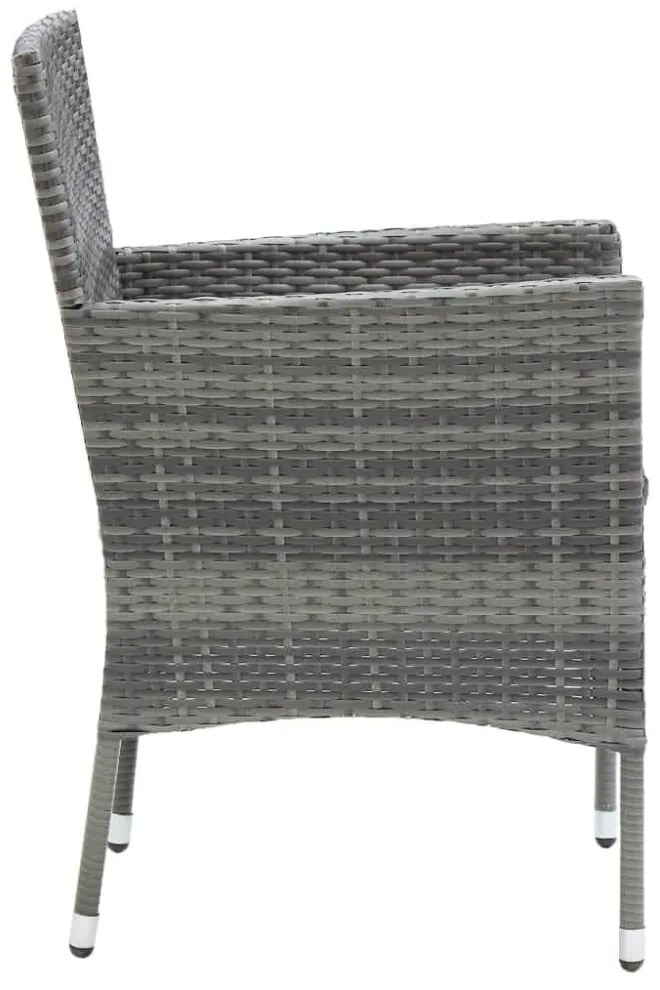 3 részes szürke polyrattan kerti étkezőgarnitúra párnákkal