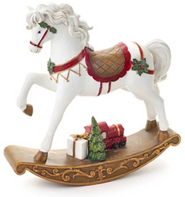 Karácsonyi nagy Hintaló vonattal dekorációs figura