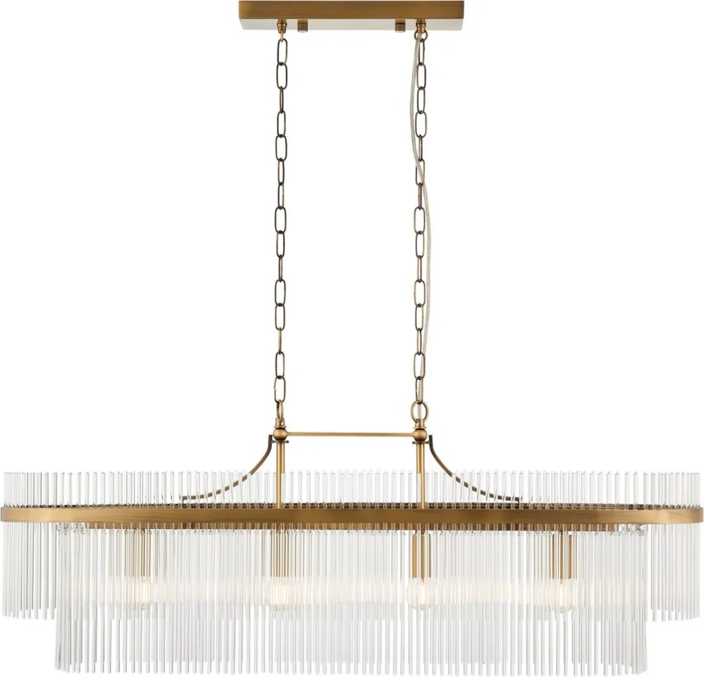 ENDON 112573 MARIETTA Glamour Függesztett Lámpa Antik Sárgaréz, Átlátszó E14 IP20