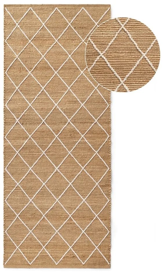 Natúr színű kézi szövésű juta futószőnyeg 80x200 cm Kunu – Hanse Home