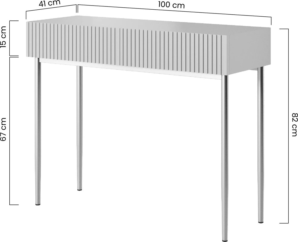 Nicole konzolasztal 100 cm fiókokkal - matt fekete / fekete lábak