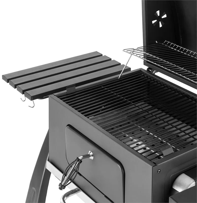 Bigfoot faszenes grillező, füstölő, BBQ grill, 55 x 40 cm, acél, fekete