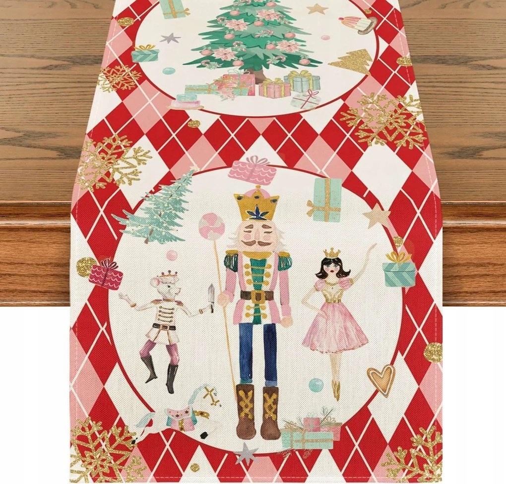 Karácsonyi asztalterítő textil diótörő 40x140cm