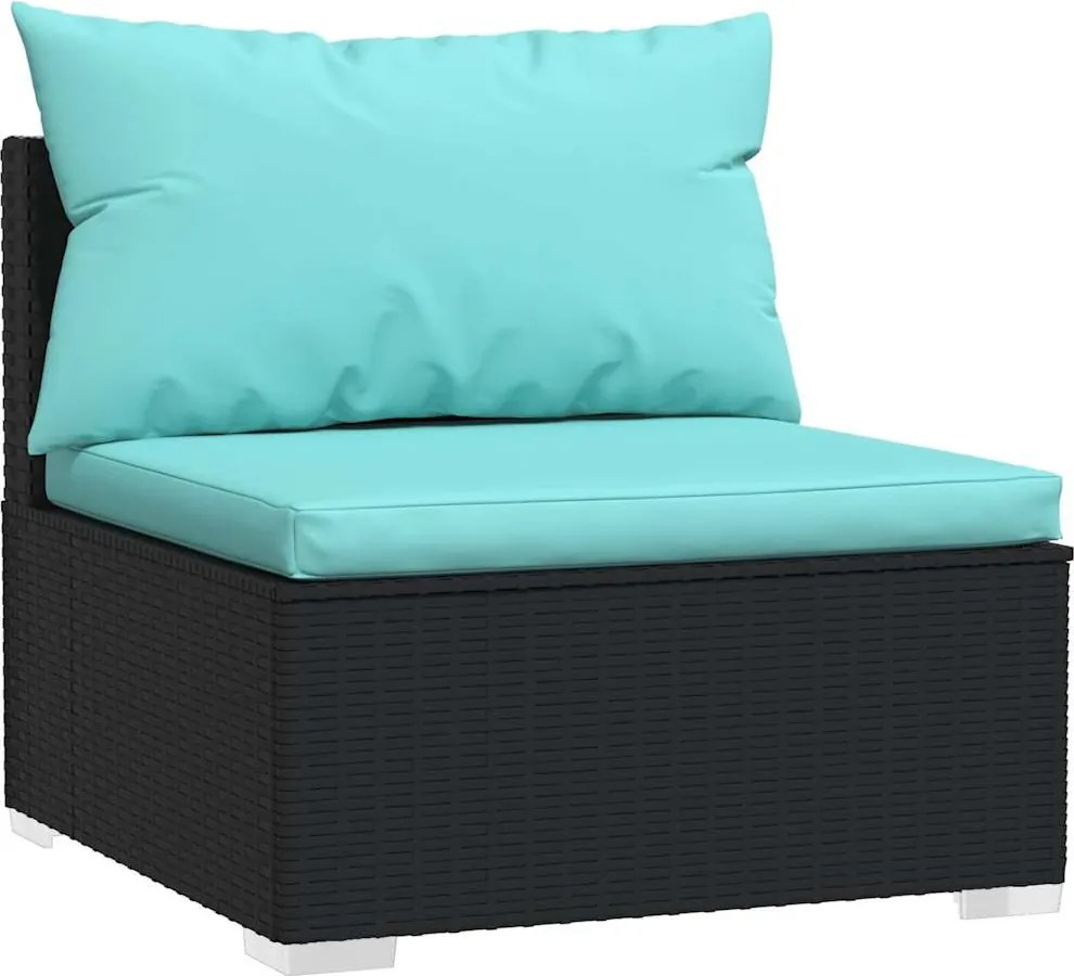 4 részes fekete polyrattan kerti ülőgarnitúra párnákkal
