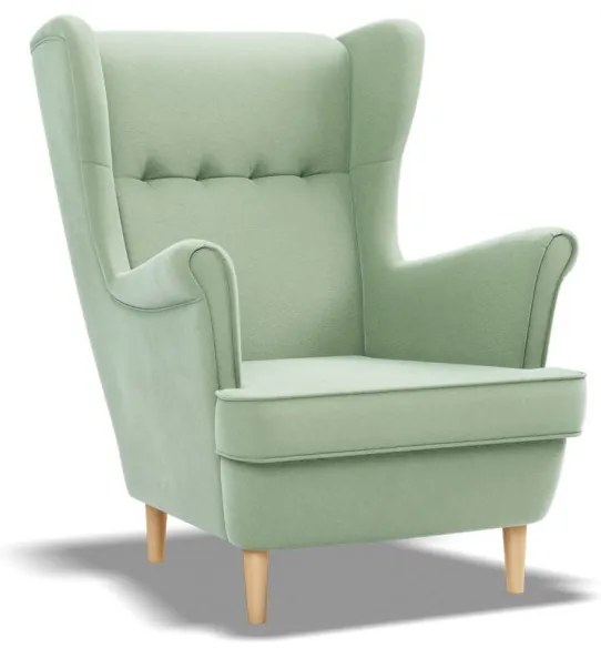 Uszak fotel, bársony, zöld