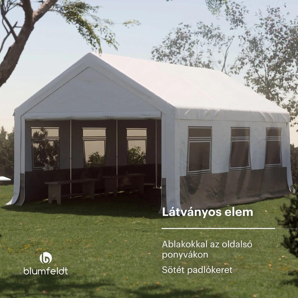 Blumfeldt Party Haven, sátor, 598 x 386 x 300 cm, időjárásálló, acélvázas, egyszerű összeszerelés, oldalfalakkal