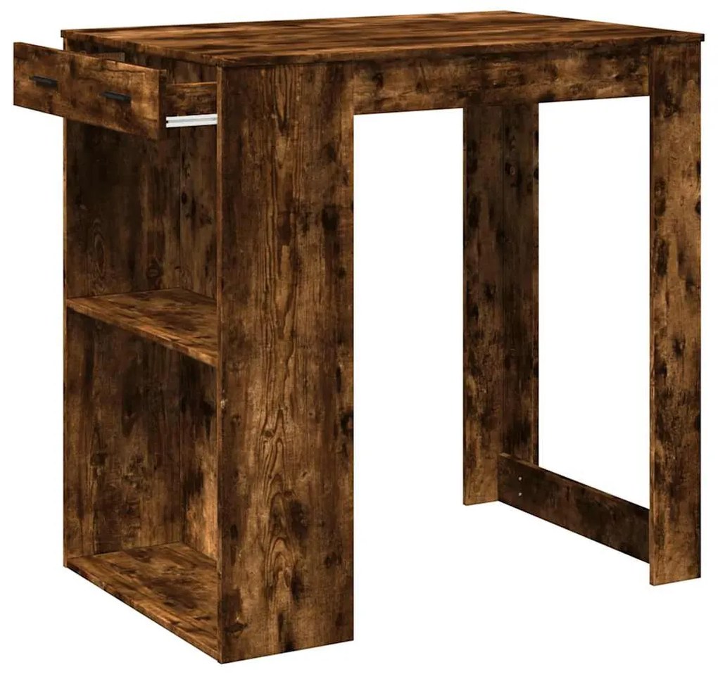 füstös tölgy színű szerelt fa bárasztal 102 x 70 x 103,5 cm