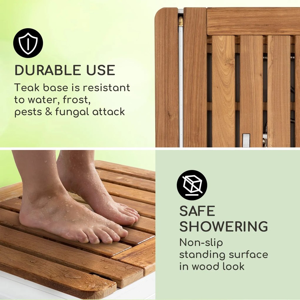 Blumfeldt Sumatra Teak Square, kerti zuhanyzó, alumínium, teakfa, fogantyú