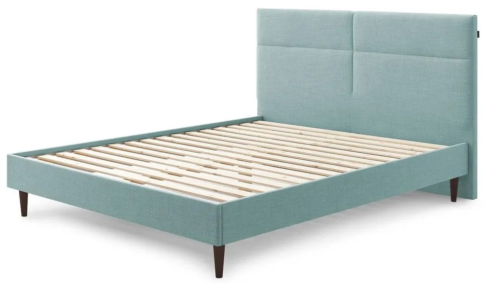 Türkiz kárpitozott franciaágy ágyráccsal 160x200 cm Elyna – Bobochic Paris