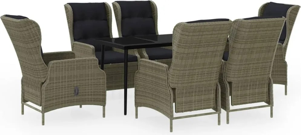 vidaXL 7 részes barna kerti étkezőgarnitúra