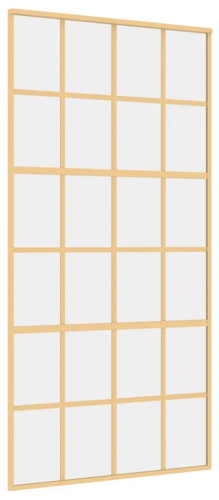 Aranyszínű átlátszó ESG üveg és alumínium tolóajtó 102,5x205 cm
