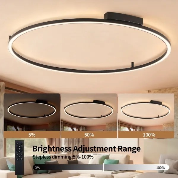 Brilagi - PORTOFINO LED dimmelhető lámpatest, 85W/230V, átm. 120 cm, fekete + távirányító