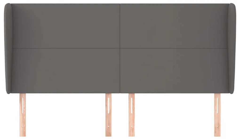 szürke műbőr fejtámla szárnyakkal 203x23x118/128 cm