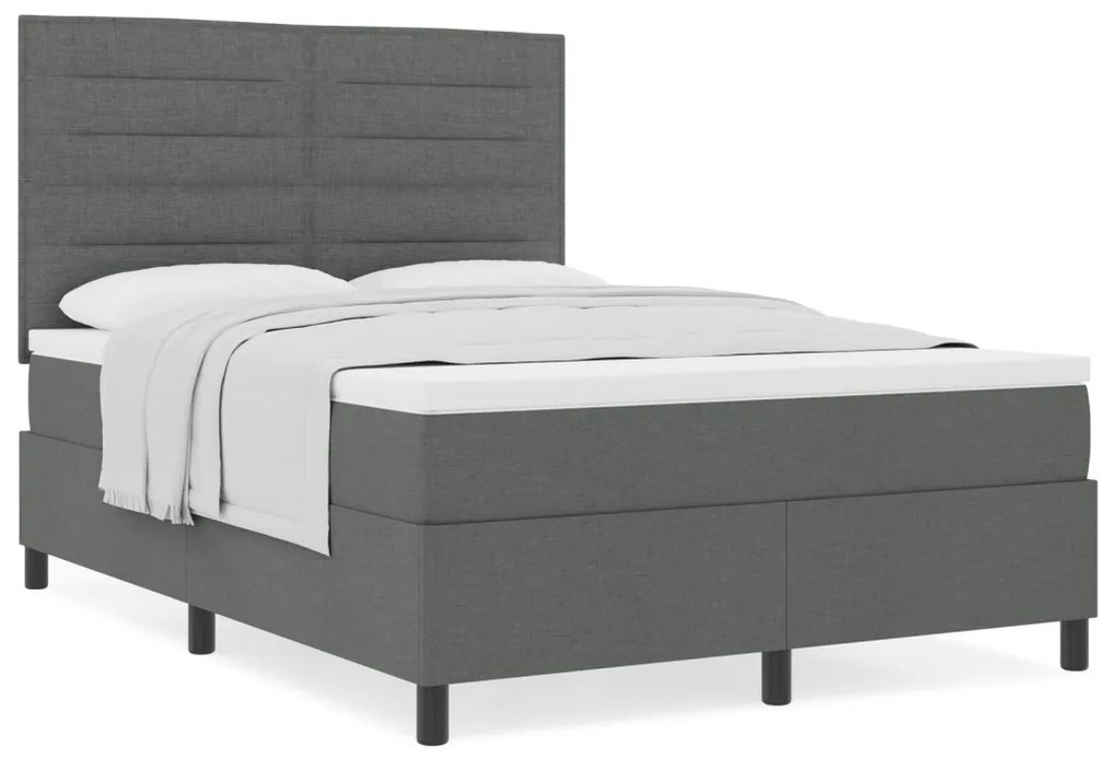 Boxspring ágy matraccal Sötét szürke 160x200 cm Szövet