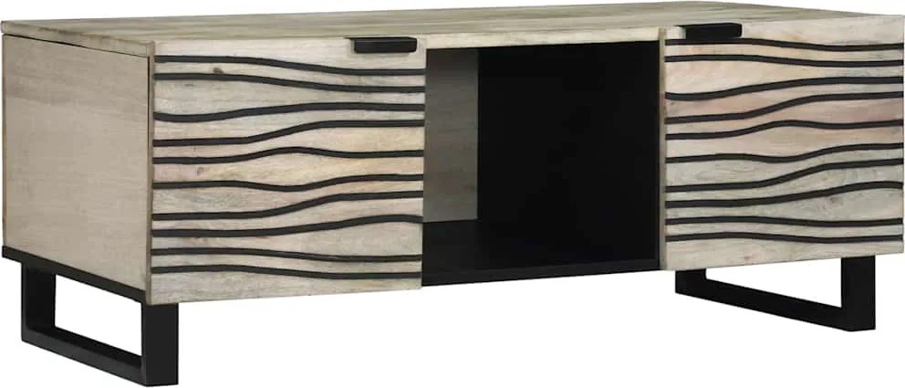 vidaXL Dohányzóasztal Beige és fekete 100 x 54 x 40 cm Tömör akácfa