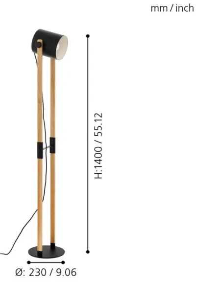 Eglo 43521 - Állólámpa HORNWOOD 1xE27/28W/230V