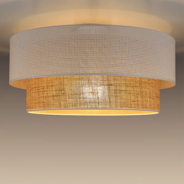 Mennyezeti lámpa BORHO 1xE27/60W/230V átmérő 50 cm fehér/juta