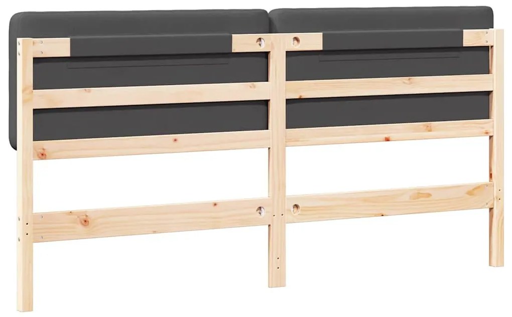 Kárpitozott fejtámla Barna és sötétszürke 200 cm Tömör fenyőfa