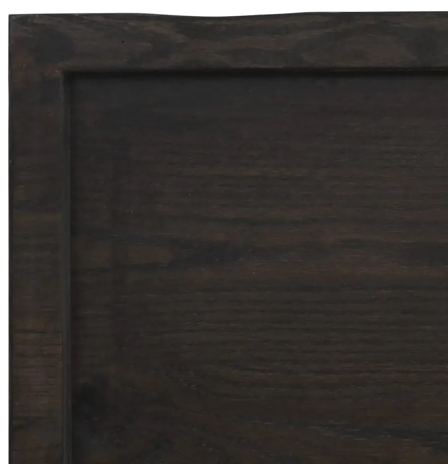 sötétbarna kezelt tömör tölgyfa fali polc 200 x 50 x (2-6) cm
