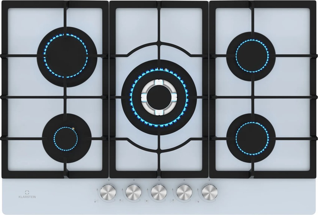 Klarstein Ignito 5 zónás gáz főzőlap, 5 Égő, elektr. gyújtás, Wok, cseppfolyósított vagy földgázhoz