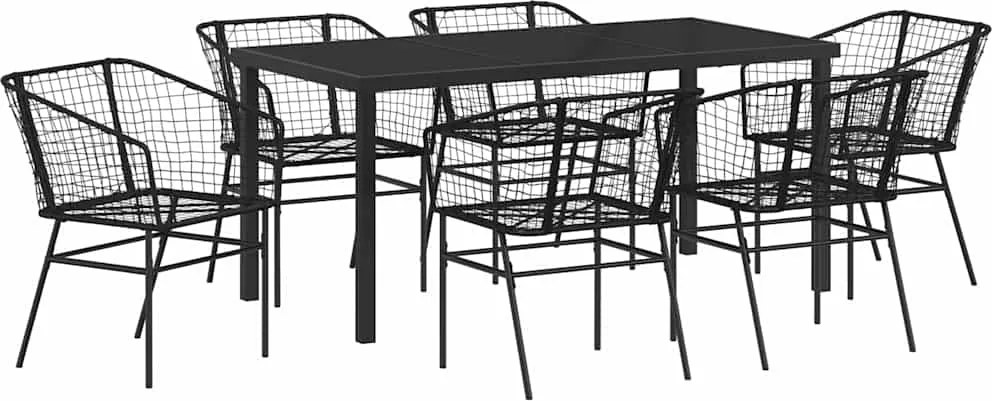 vidaXL Kert étkező szett 7 pcs Fekete polirattan