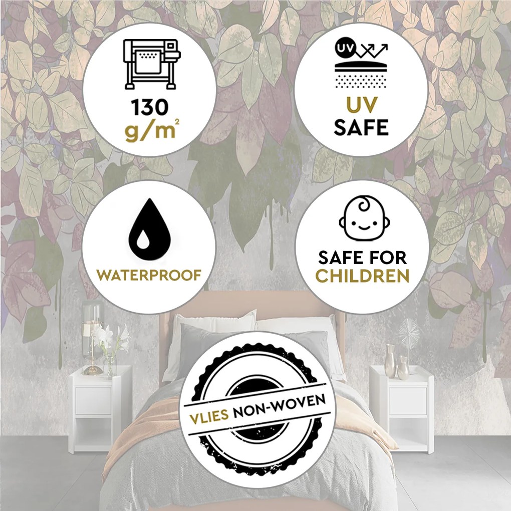 Gario Fotótapéta Őszi levelek beton alapon Anyag: Vlies, Méret: 350 x 245 cm