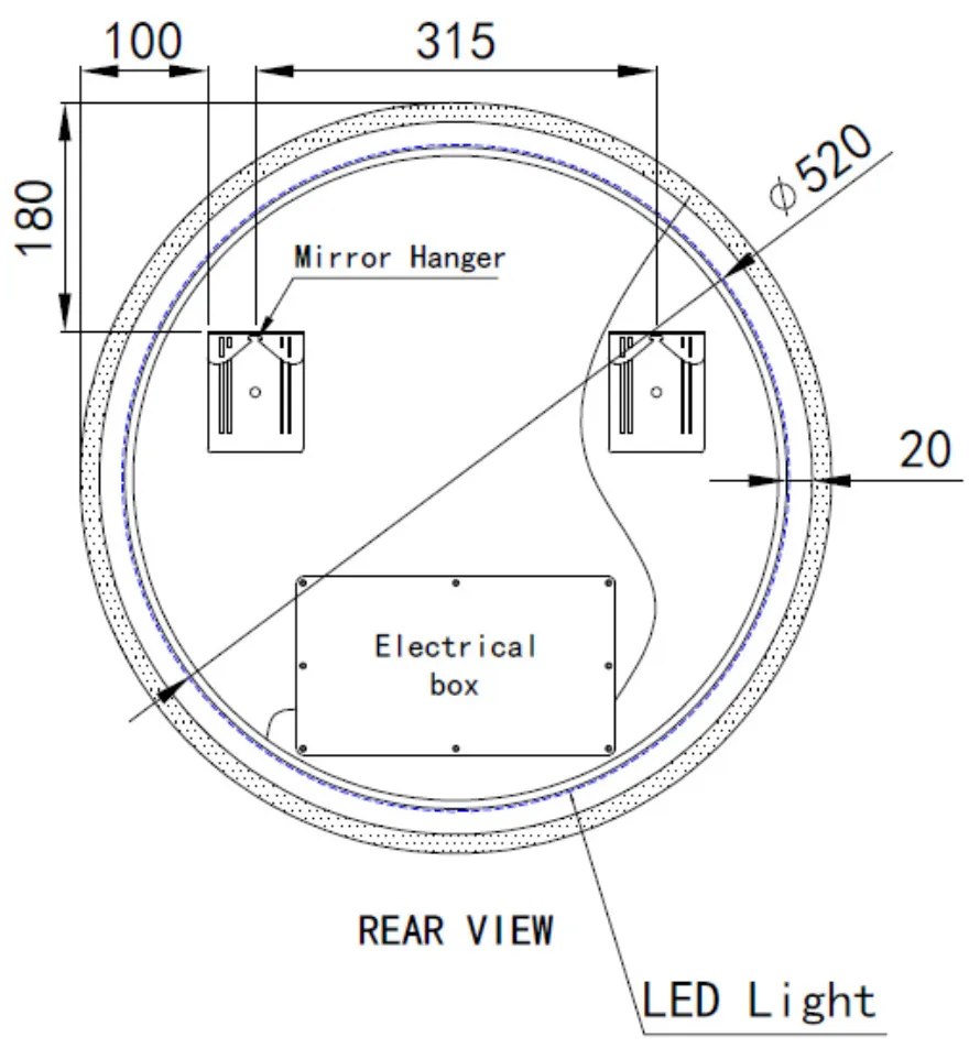 Kerek Led tükör Ø60cm Welland Alpha | Fényerő + színhőfok állítás