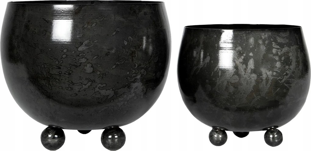 2 db Plisse Virágtartó, fekete fém