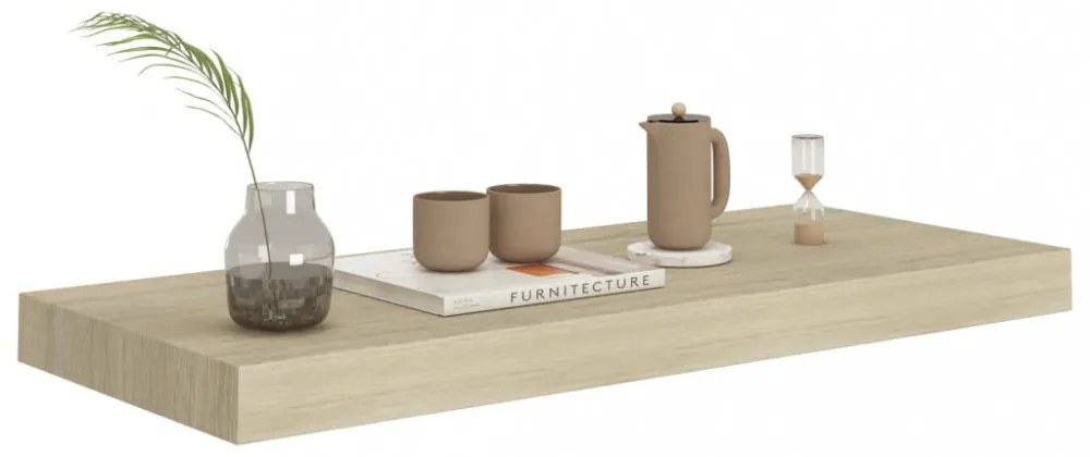 tölgyszínű MDF lebegő fali polc 60 x 23,5 x 3,8 cm
