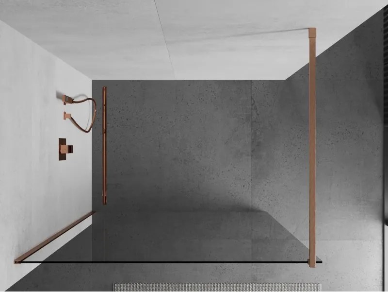 Mexen Kioto, Walk-In típusú zuhany paraván 85 x 200 cm, 8 mm átlátszó üveg, réz matt profil, 800-085-101-65-00