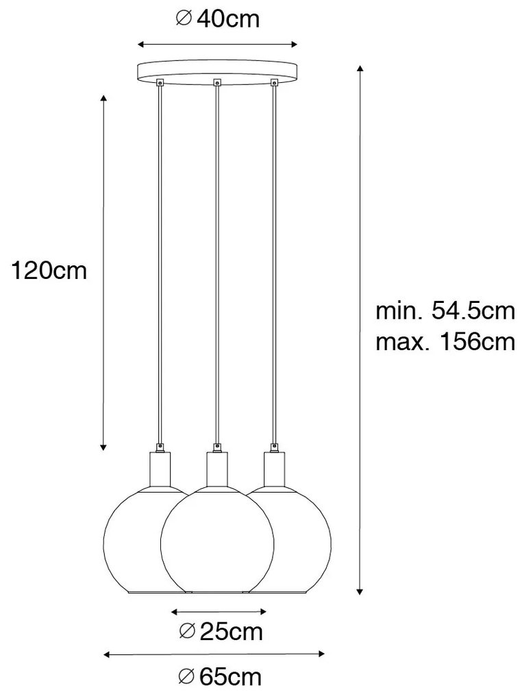 Design lógólámpa fekete arany üveggel 3-lámpás - Bert