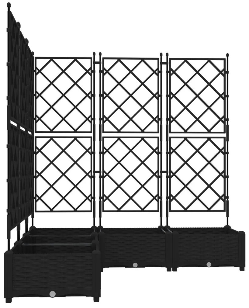 Kert Virágcserép Trellisszel 5 db Fekete 120x120x125.5 cm