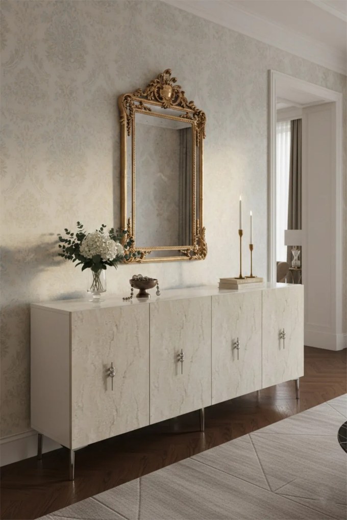 Salkım 180 - White, Travertine, Silver