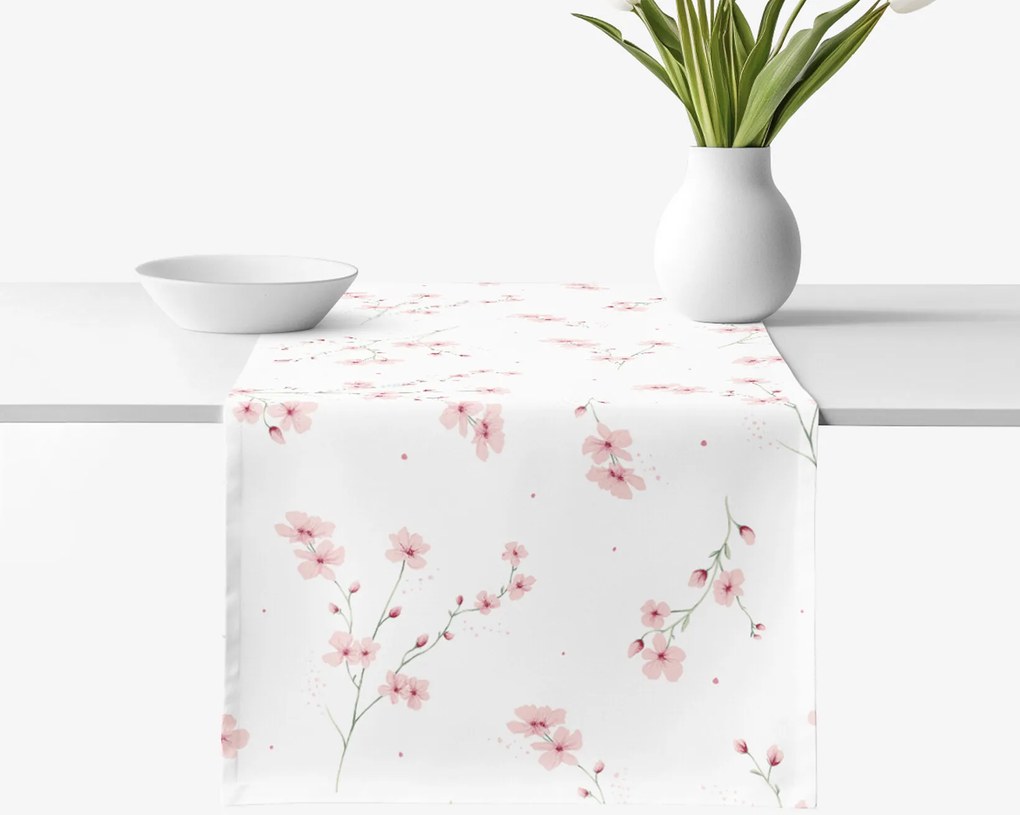 Goldea pamut asztali futó - cseresznyevirágok 50x120 cm