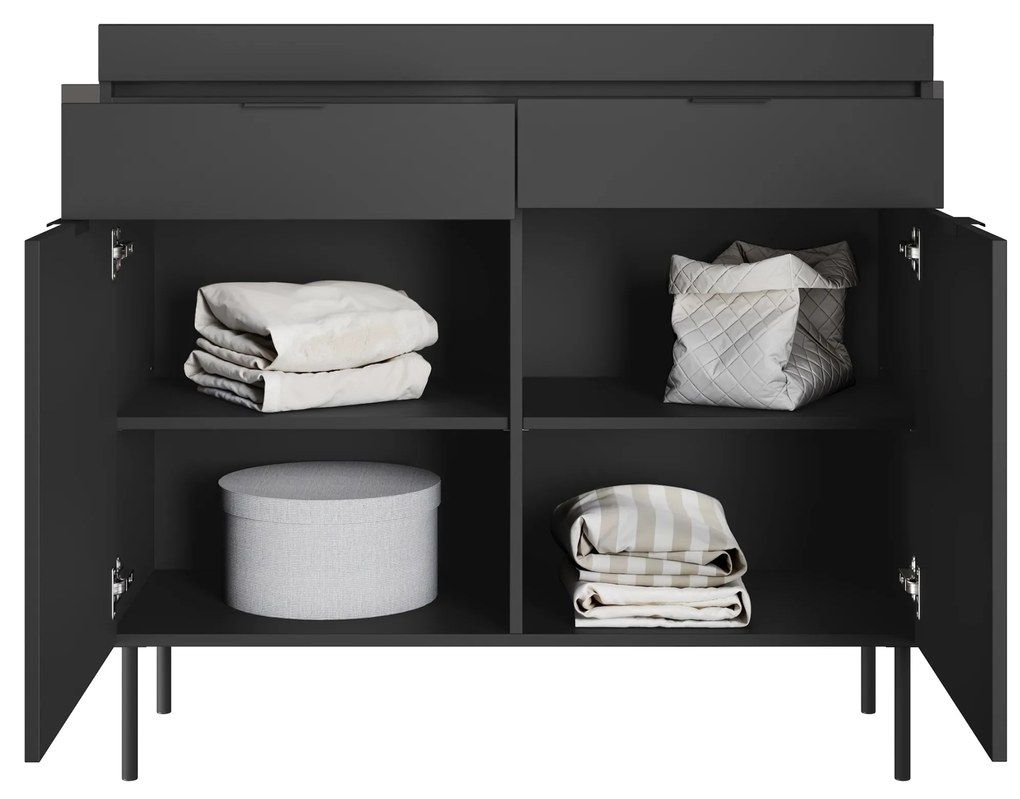 Sentia komód 105 cm kétajtós fiókos - fekete/fekete