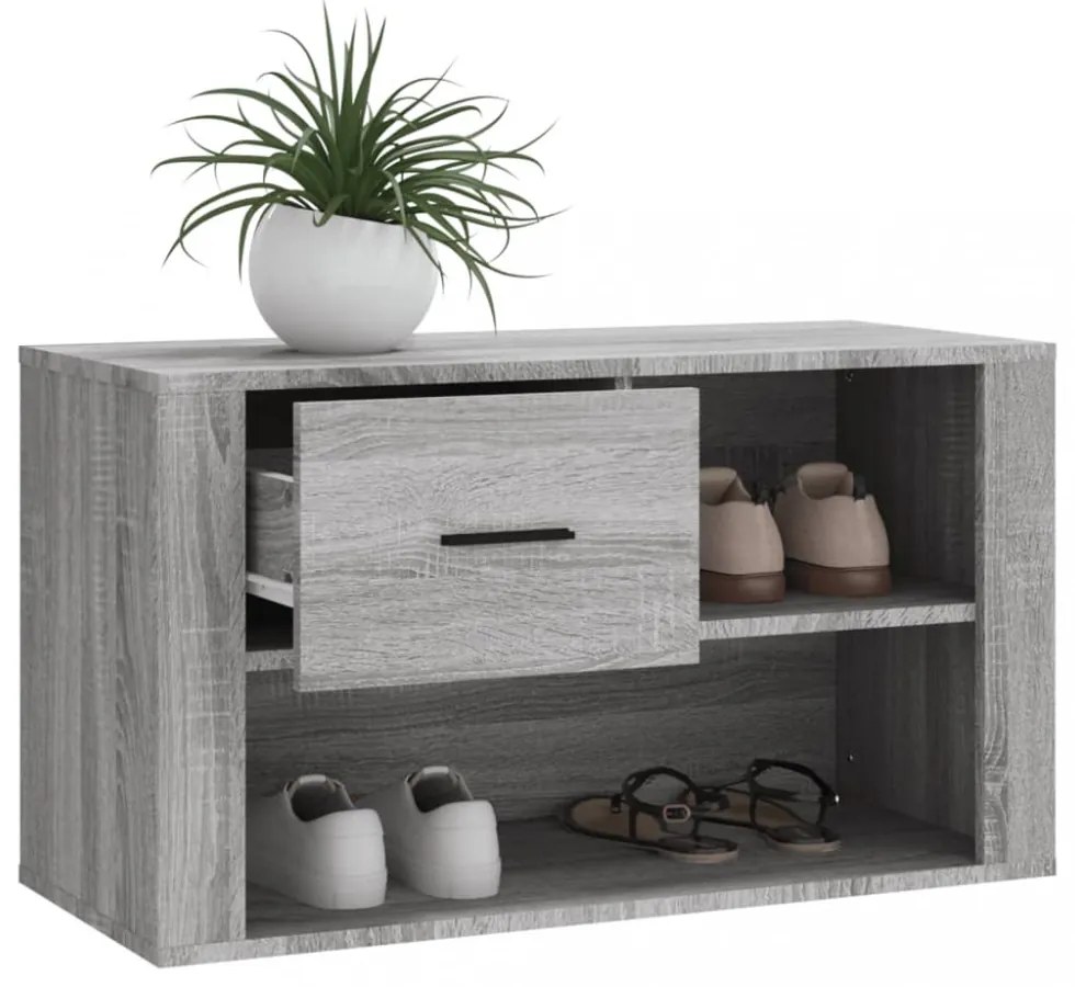 szürke sonoma színű szerelt fa cipősszekrény 80x35x45 cm