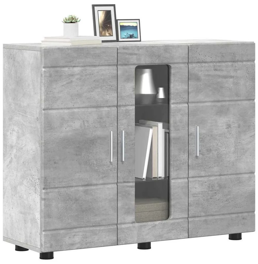 Széf polcokkal ajtóval Beton szürke 55.5 x 29 x 100 cm Faanyag