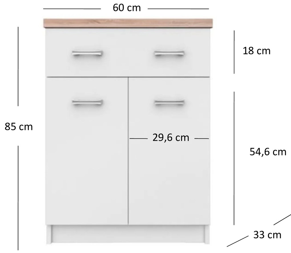 Komód Tianna 2D1S/60 (fehér). 1053341