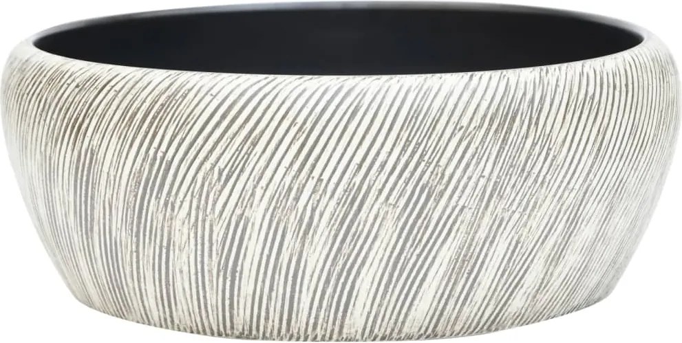 vidaXL fekete és szürke kerámia kerek asztali mosdó Φ41 x 14 cm