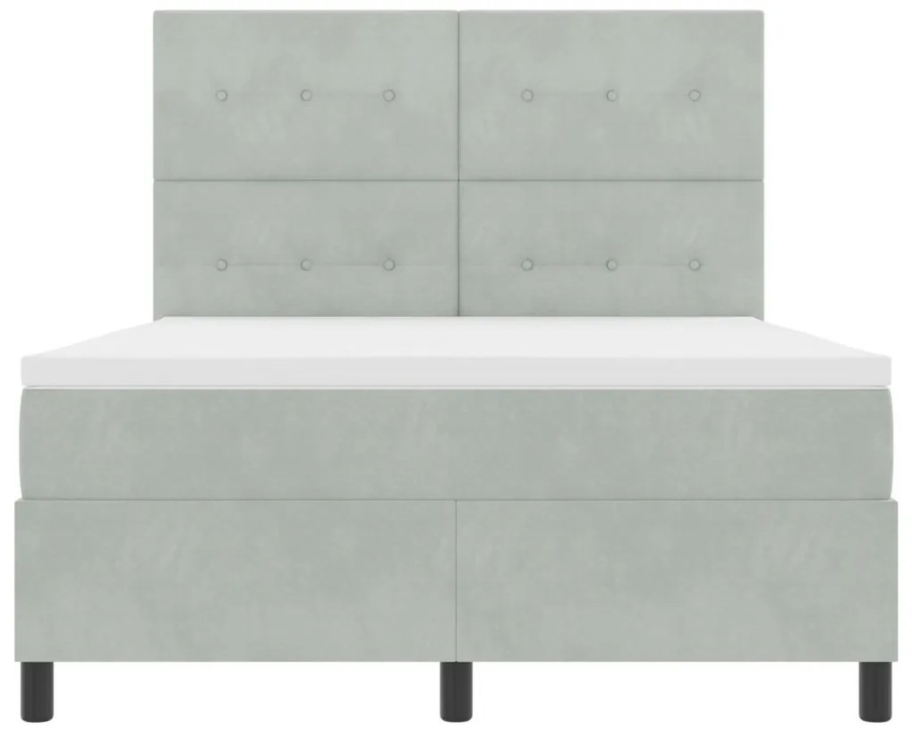 vidaXL Boxspring Ágy Matrac nélkül Világosszürke 140x200 cm Bársonyos