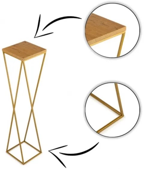 LOFT virágtartó állvány 100x24 cm arany/barna