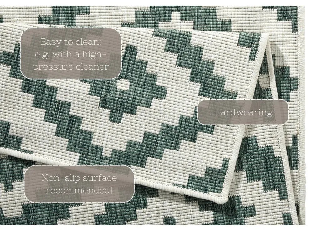 Malta zöld-krémszínű kültéri szőnyeg, 200 x 290 cm - NORTHRUGS