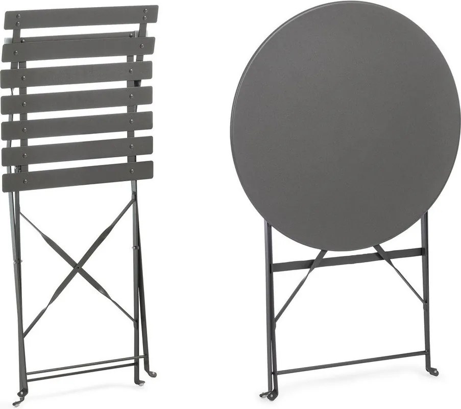 Antracitszürke acél kétszemélyes kerti étkezőgarnitúra Austin – Bizzotto