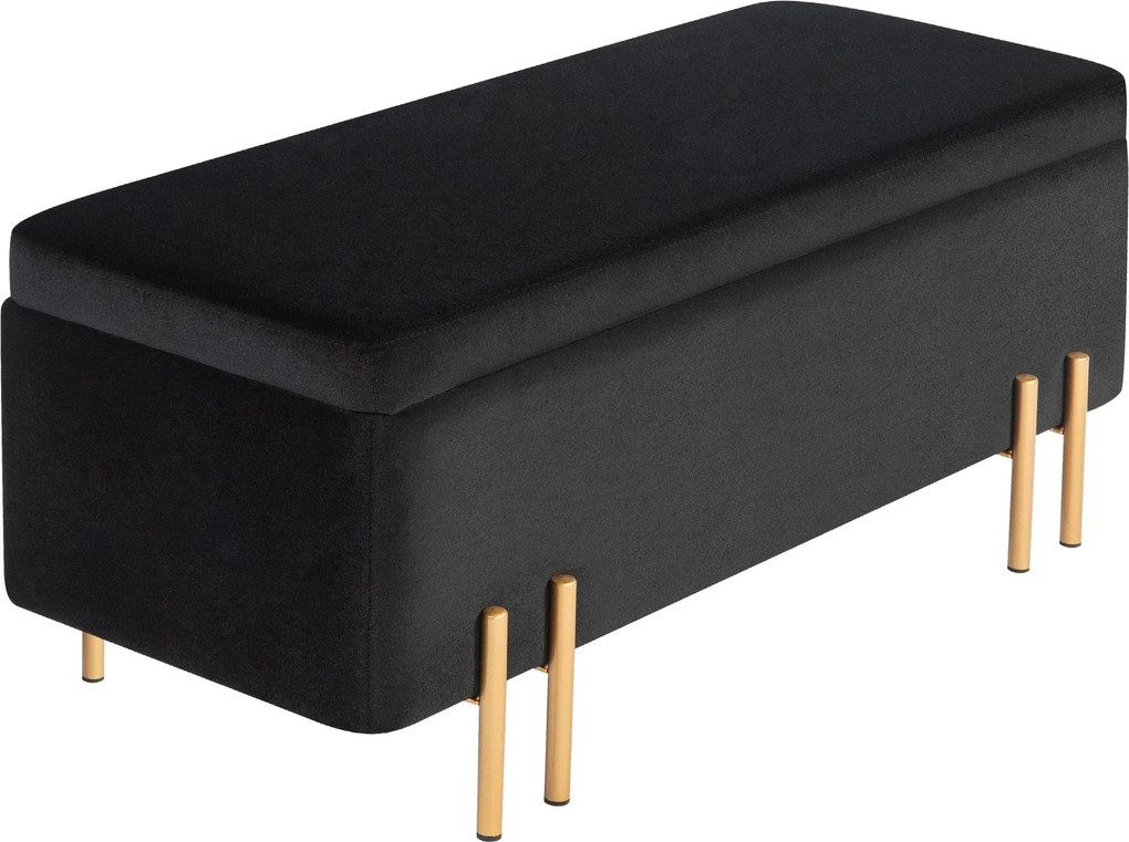 HOMCOM Kárpitozott Tároló Padlószék, Bársonyos Megjelenéssel, Tárolódoboz Fémlábakkal, Pad a Nappaliba, Hálószobába vagy Előszobába 100 x 40 x 42 cm,