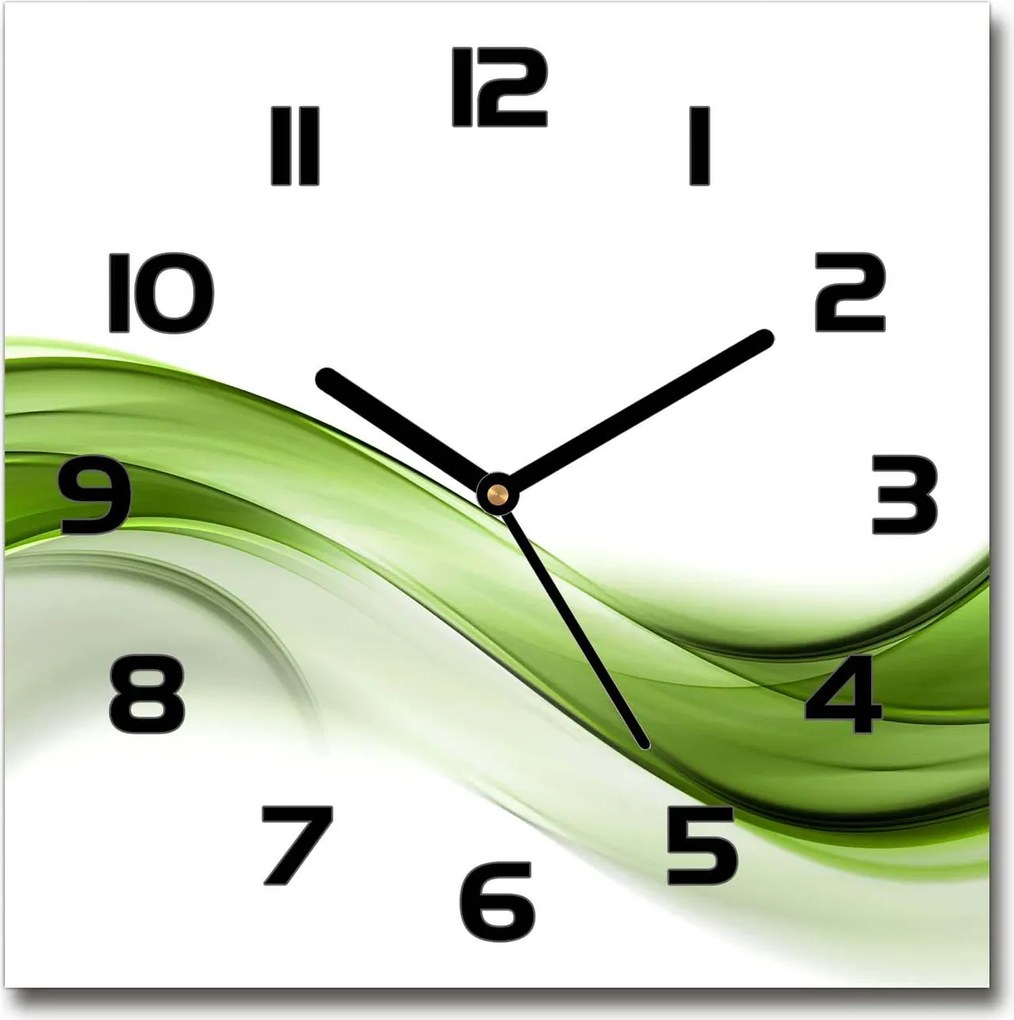 Csendes üveg falióra Zöld hullám 30x30cm