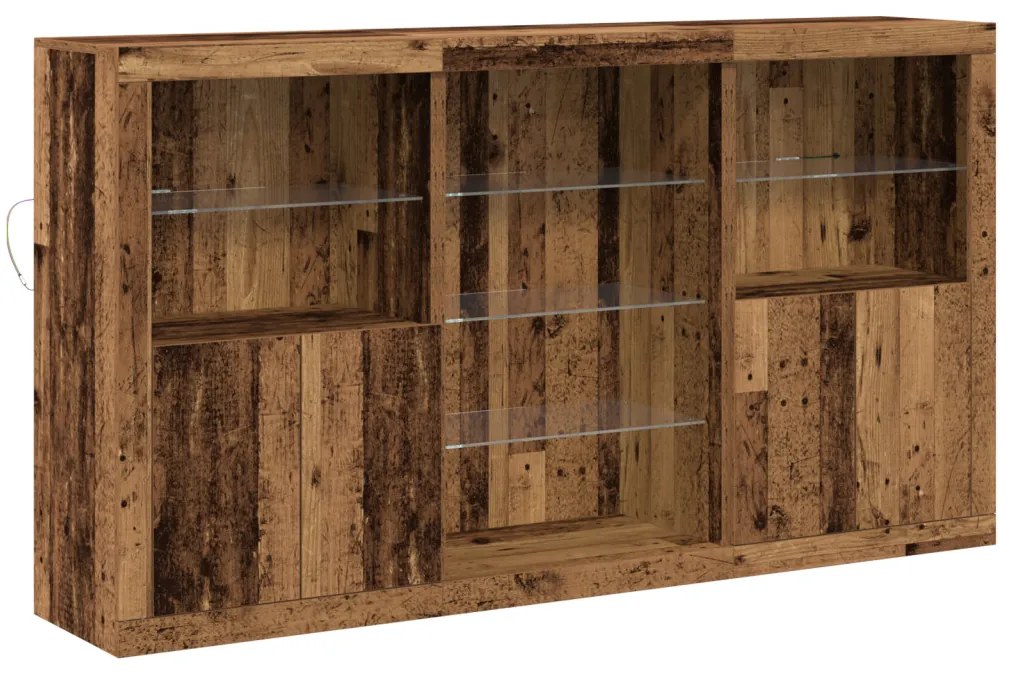 Oldalfal LED fényekkel Régi fa 181.5x37x100 cm Mérnöki fa
