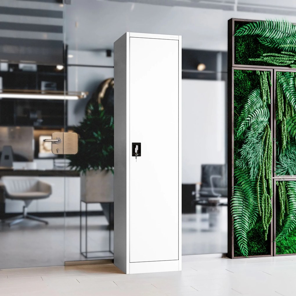 Fém iratszekrény ALEX, 450 x 1850 x 400 mm, fehér