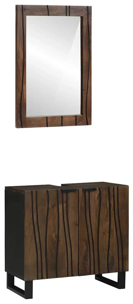 Fürdőszoba bútor szett polcokkal 2 pcs Dióbarna 62 x 33 x 58 cm